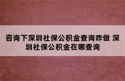 咨询下深圳社保公积金查询咋做 深圳社保公积金在哪查询